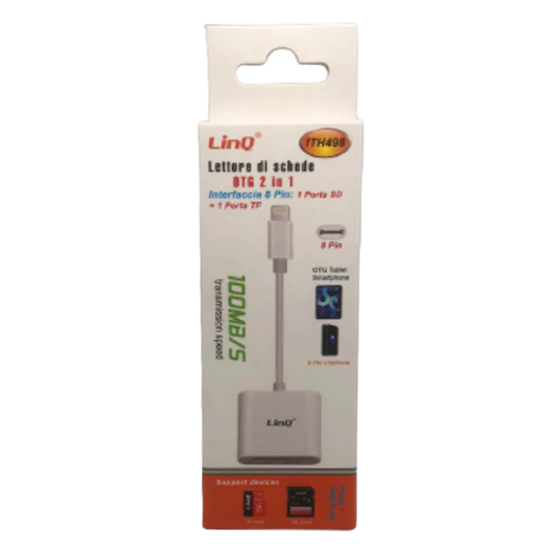 Lecteur de cartes Micro-SD/TF 2 en 1 Lightning LinQ ITH498 — LinQ · Smarty Paris 18e